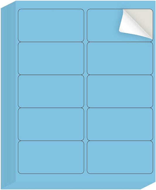 YEGAWEN Shipping Labels Stickers, 2"×4" Printable Mailing Label for Laser/Inkjet Printing- Matte, Permanent Adhesive Labels Stickers (Lake Blue)