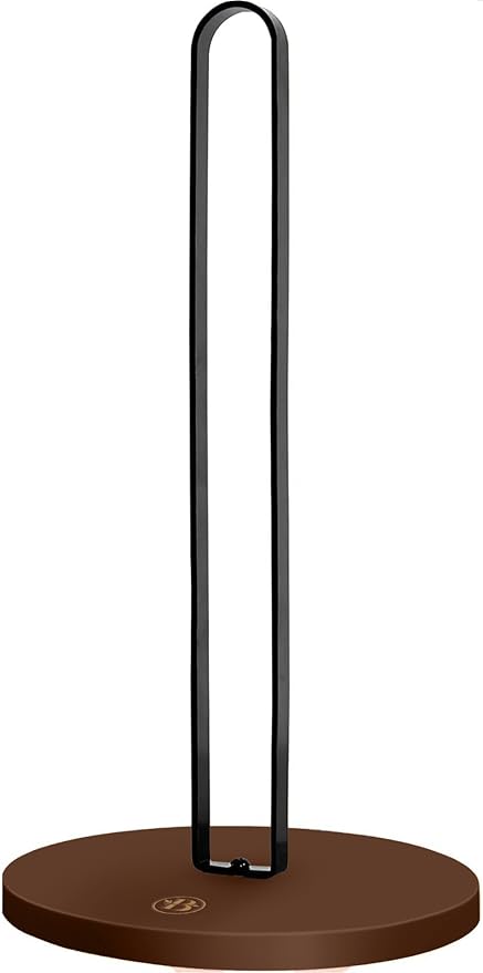 Paper Towel Holder - Wooden Stand with Non-Slip Base, Minimalist Countertop Dispenser in Black for Kitchen, Home or Office