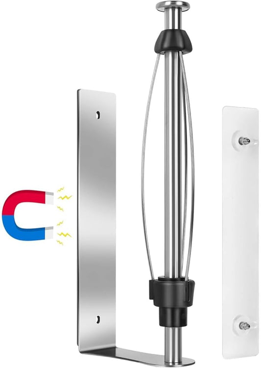 Magnetic Paper Towel Holder with Adjustable Damping, One Hand Tear, Smooth Tension Control, Strong Magnet & Self Adhesive Wall Mount, No Drilling for Kitchen, Fridge, RV, Garage, Grill (Silver)