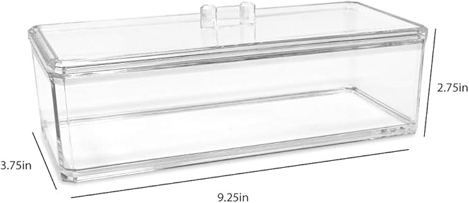 Isaac Jacobs Clear Acrylic Rectangular Stackable Storage Organizer with Lid, Drawer Tray, Multi-Functional Tray, Bathroom, Kitchen, Home, Office, Desk, Drawers