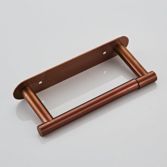 YUET Toilet Roll Holder, Self Adhesive or Screw in Wall Mounted Options, Double Post Pivoting Tissue Roll Holder, Stainless Steel Rustproof Stick On No Drilling Wall Mount for Bathroom, Rose Gold