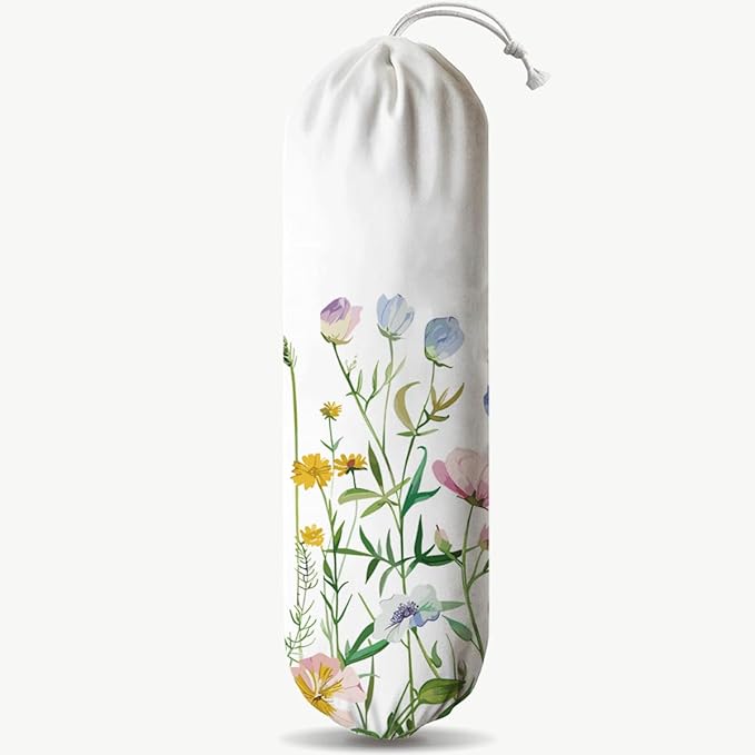 Plastic Bag Organizer, Wilde Flower Plastic Bag Holder, Shopping Bags Carrier for Home Kitchen Traveling Camping, Kitchen Housewarming Gifts for Women Family Friends Grandma Mom