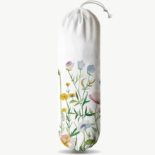 Plastic Bag Organizer, Wilde Flower Plastic Bag Holder, Shopping Bags Carrier for Home Kitchen Traveling Camping, Kitchen Housewarming Gifts for Women Family Friends Grandma Mom