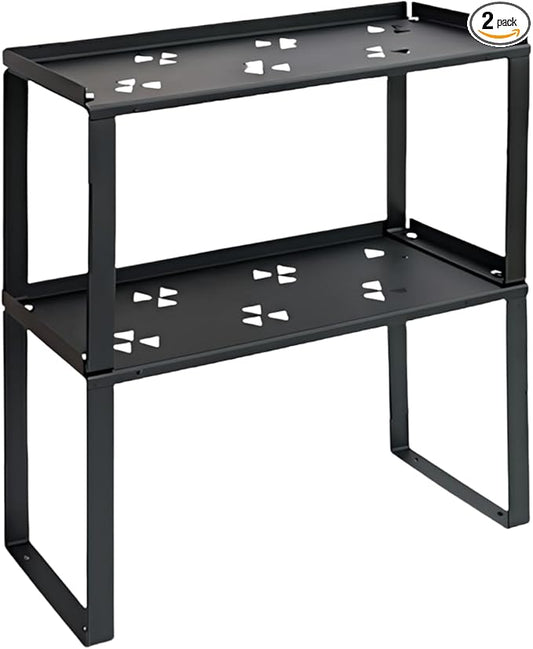 2 Pack Metal Storage Shelves Countertop Organizers, Shelf Risers, Stackable,Spice Rack