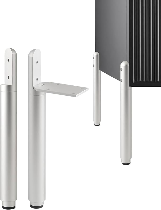 4 Pack Adjustable Cabinet Feet Silver 7.2-9.6 Inch Legs for Furniture Risers Nightstand Legs Replacement Support Feet Table Base Height Extenders Dresser Legs
