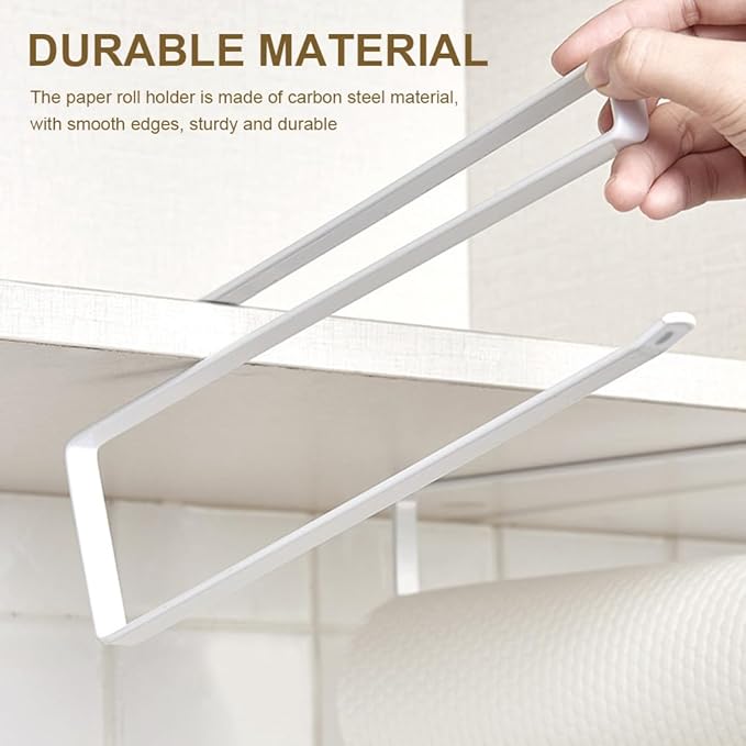 Paper Roll Holder, Kitchen Roll Holder Under Cabinet, 2Pcs Papers Towel Holder Countertop, Kitchen Rolls Hanger Dispenser Storage Rack, Stainless Steel Papers Towel for Bathroom