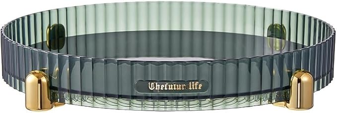 Makeup Perfume Organizer, 360° Rotating Skincare Organizer, Vanity Tray, Spinning Cosmetics Organizer for Dresser, Vanity, Bathroom Countertop, Dark Green