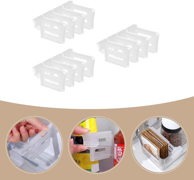 3Pcs Adjustable Refrigerator Dividers – Expandable Fridge Drawer Separator for Side Door Storage Fridge Shelf Organizer Plastic