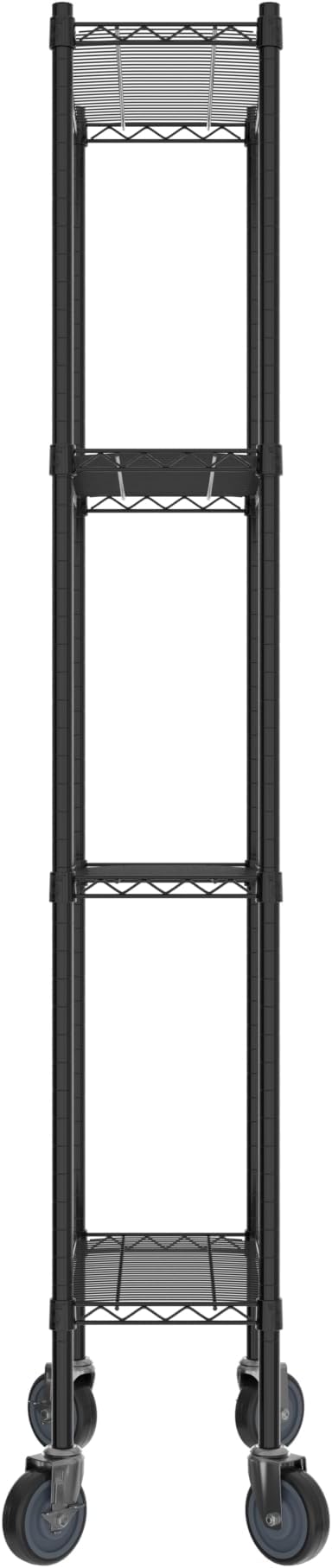 Commercial NSF Listed Black Epoxy Mobile Wire Shelving Kit 12" x 24" x 80", with 4 Shelves Perfect for Warehouse, Walk-in Refrigerator, Freezer, Grocery Store, Restaurant, Dishroom