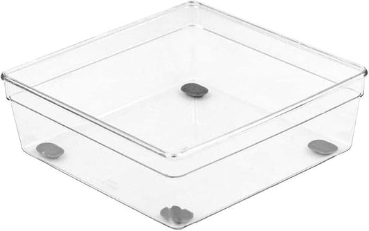 Glad Clear Plastic Organizer Bin – 6” x 6” x 2.2” Drawer Storage Tray with Non-Slip Feet, Clear