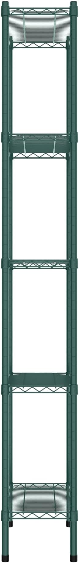 Commercial NSF Listed Green Epoxy Stationary Wire Shelving Kit 12" x 24" x 86", with 5 Shelves Perfect for Warehouse, Walk-in Refrigerator, Freezer, Grocery Store, Restaurant, Dishroom