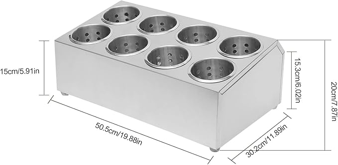 8-Hole Stainless Steel Utensil Holder, Silverware Flatware Cylinder Holder, Detachable Countertop Silverware Organizer, Flatware Caddy for Utensil Fork Spoon For Kitchen Restaurant
