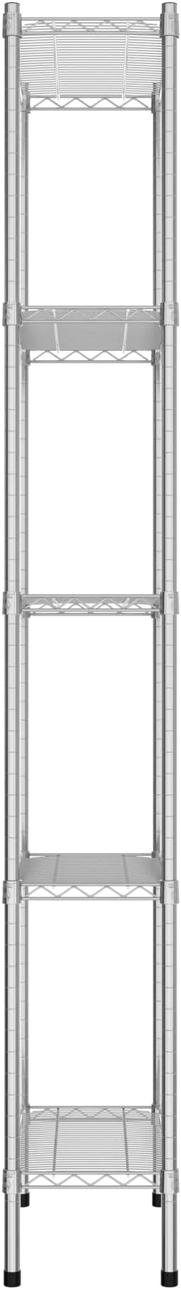 Commercial NSF Listed Chrome Stationary Wire Shelving Kit 12" x 24" x 86", with 5 Shelves Perfect for Warehouse, Walk-in Refrigerator, Freezer, Grocery Store, Restaurant, Dishroom