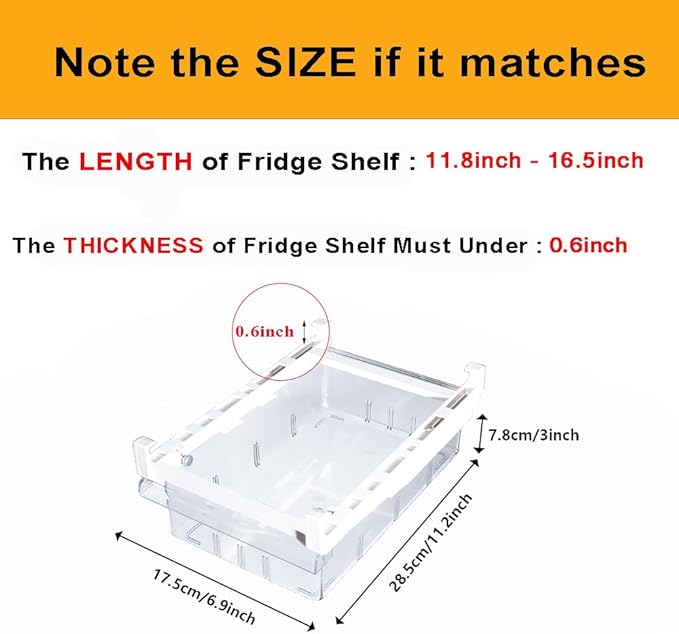 Refrigerator Organizer Bins with Handle - Farochy 2PCS Pull-out Fridge Drawer Organizer Refrigerator Storage Box Refrigerator Egg Drawer