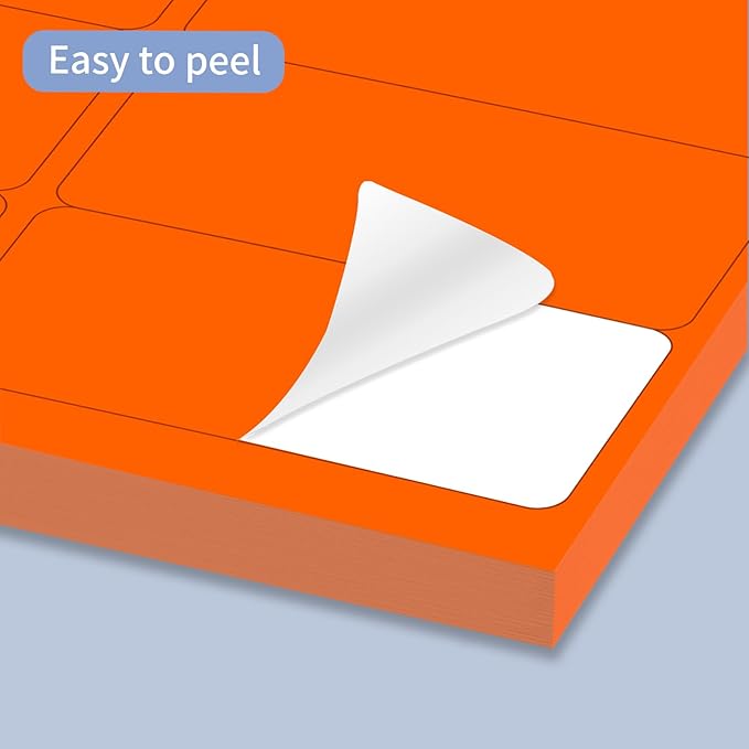 YEGAWEN Shipping Labels Stickers, 2"×4" Printable Mailing Label for Laser/Inkjet Printing- Matte, Permanent Adhesive Labels Stickers (Fluorescent Orange)