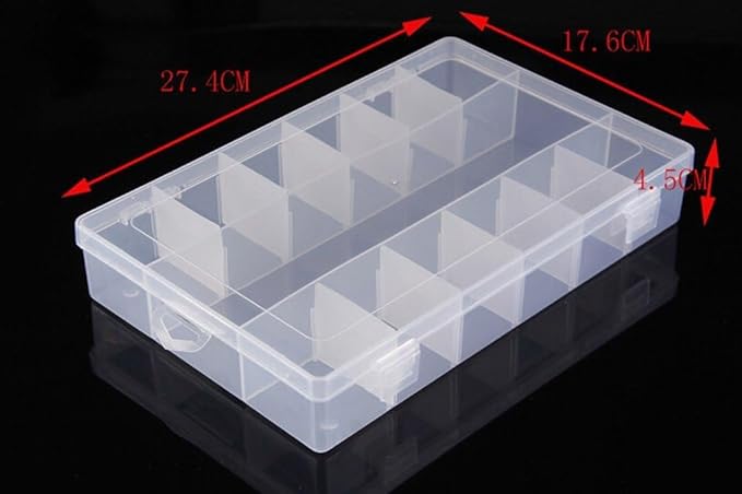 Kamay's Adjustable Compartment Slot Plastic Craft Storage Box Thick Hard Plastic Hobby Craft Storage Box Case With Snap Lock Ideal For Small Items (XL13 Compartment Slot)