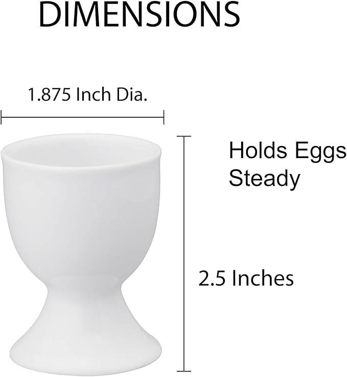 HIC Kitchen Single Egg Cup, Fine White Porcelain