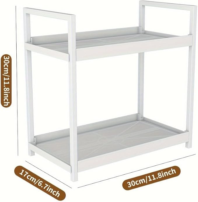 Bathroom Counter Organizer, Bathroom Organizers and Storage Countertop, 2 Tier White Counter Shelf for Vanity Tables, Dresser, Makeup