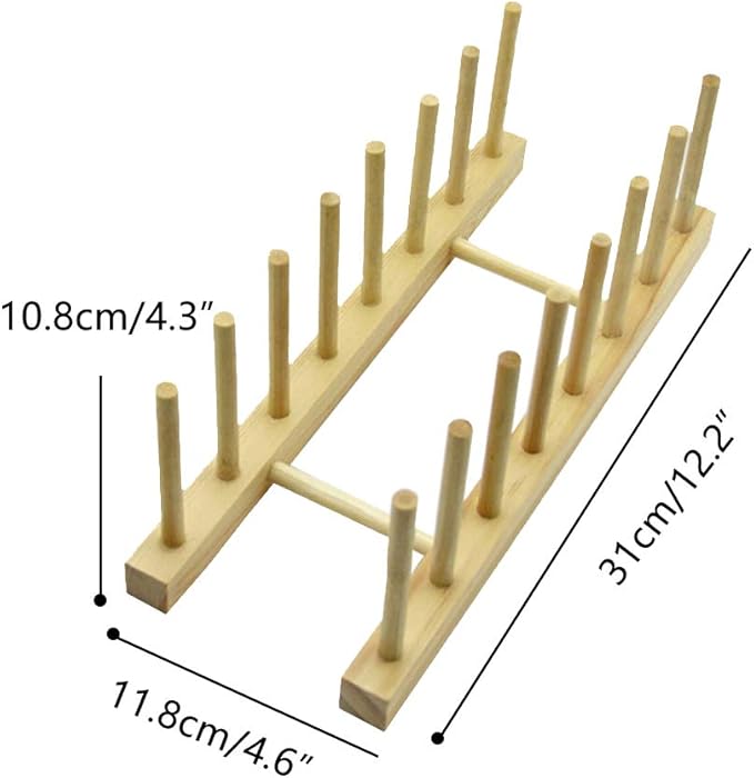 7 Slot Wooden Dish Rack Plates Holder Kitchen Storage Cabinet Organizer for Dish Keep Dry (Natural, 2Pack)