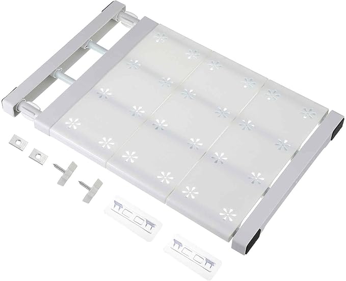 HARFINGTON Expandable Closet Tension Shelf 14.96" to 23.62" Adjustable Closet Organizer 2.4" x 9.45" Flower Pattern Storage Rack for Wardrobe Cupboard Kitchen Bedroom