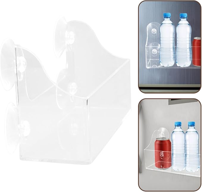 2-Pack Acrylic Suction Cup Refrigerator Shelf Adjustable Suction Rack for Fridge Smooth Surface Kitchen Storage Organizer 8.5X5.5X4.3 Inch
