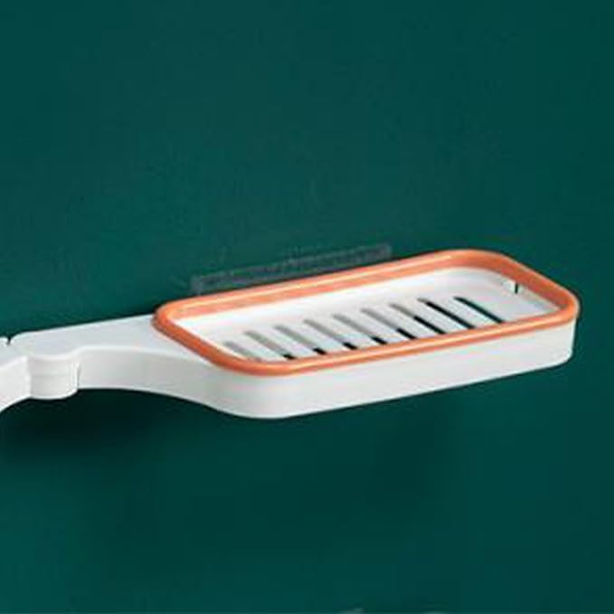 Hapivida Wall Mount Bathroom Corner Shelf Multifunctional Foldable Rotatable Storage Rack for Kitchen Organizer Plastic Material White (White Orange)