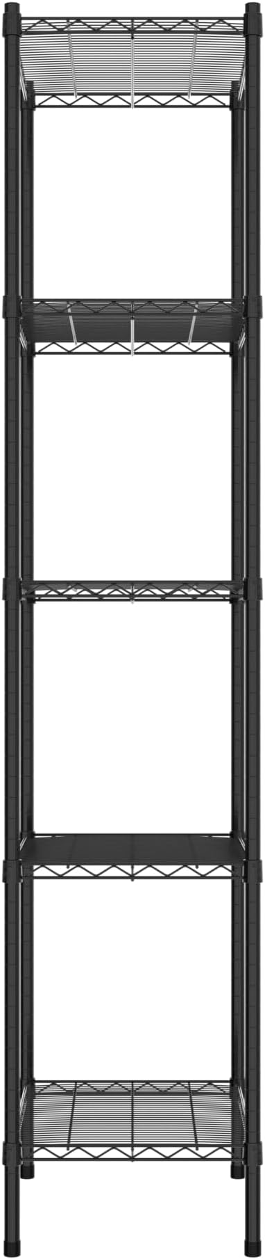 Commercial NSF Listed Black Epoxy Stationary Wire Shelving Kit 18" x 24" x 86", with 5 Shelves Perfect for Warehouse, Walk-in Refrigerator, Freezer, Grocery Store, Restaurant, Dishroom