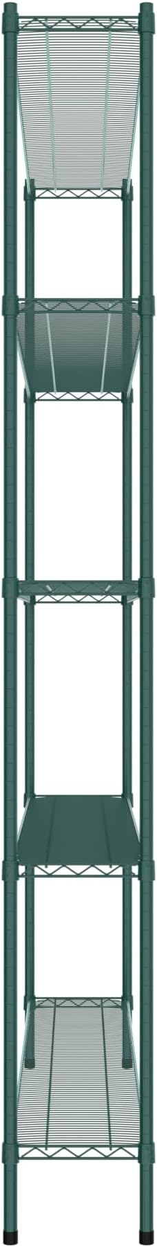 Commercial NSF Listed Green Epoxy Stationary Wire Shelving Kit 12" x 72" x 96", with 5 Shelves Perfect for Warehouse, Walk-in Refrigerator, Freezer, Grocery Store, Restaurant, Dishroom