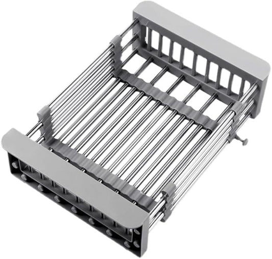 Dish Drying Rack, Kitchen Sink Colander, Expandable Colander, Stainless Steel Sink Strainer with Adjustable Boom, Suitable for Vegetables and Fruits