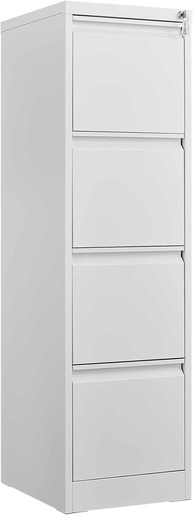 GarveeLife 4 Drawer File Cabinet with Lock, Vertical Metal File Cabinet Organizer for Home Office, Heavy Duty Filing Cabinets Lockable Storage Drawer for Letter/Legal/a4/f4 Size Files White