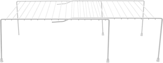 YBM HOME White Wire Cabinet Helper Shelf Organizer and Storage Rack Helper for Kitchen, Expandable Kitchen Counter and Cabinet Shelf (1, 12.5" L x 9.5" W x 5.5" H)