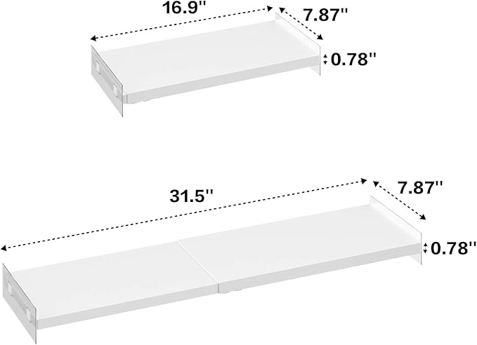 Closet Shelf Organizer Expandable Cabinet Tension Shelf Divider Heavy Duty Metal DIY Shelf Separator for Wardrobe Cupboard Cabinet Pantry Kitchen Bathroom,White,2packs