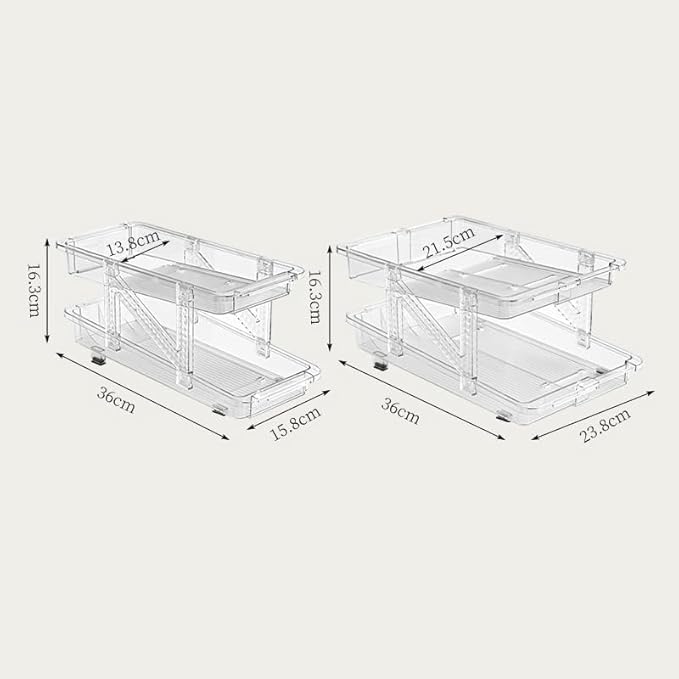 Stackable Clear Soda Can Beverage Pop Can Holder Dispenser 13.77”D X 9. 37”W X 6.41”H Expandable Refrigerator Organizer Holds 10 Cans For Pantry, Kitchen Storage