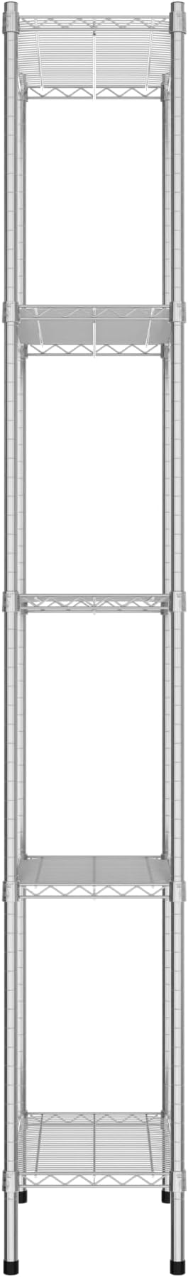 Commercial NSF Listed Chrome Stationary Wire Shelving Kit 14" x 24" x 96", with 5 Shelves Perfect for Warehouse, Walk-in Refrigerator, Freezer, Grocery Store, Restaurant, Dishroom