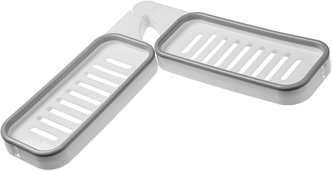 Tissting Bathroom Corner Shelf, Wall Mount Foldable Shower Caddy Organizer Basket Bathroom Sink Shelf Over Faucet Adhesive Storage Rack for Bathroom Kitchen (White Gray)