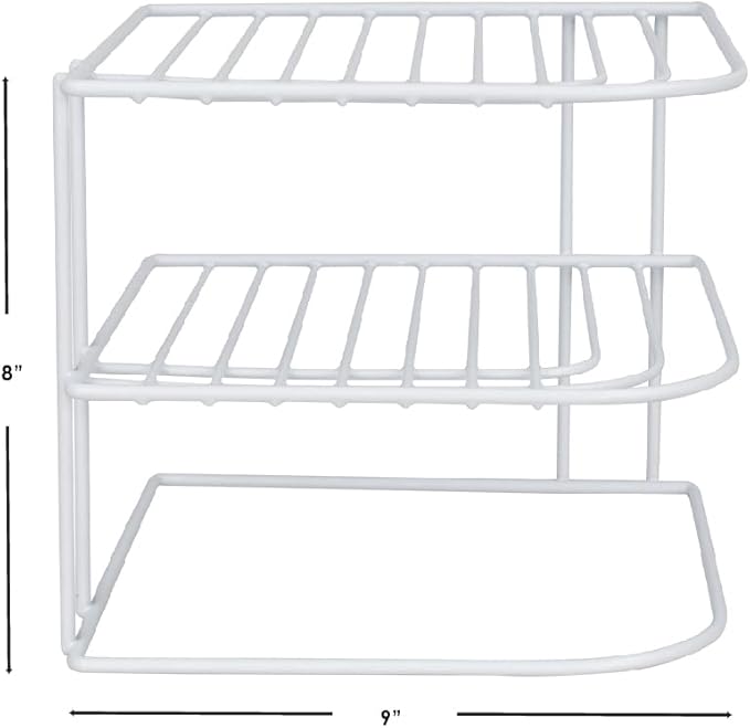 Home Basics 3-Tier Kitchen Corner Counter Shelf and Cabinet Organizer Heavy Duty Wire Shelf in White