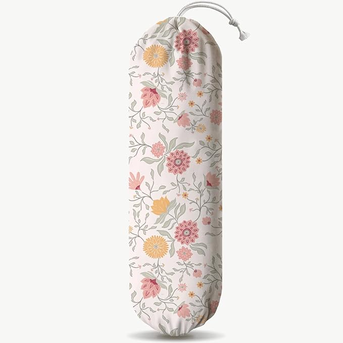 Pink Floral Plastic Bag Holder, Reusable Garbage Shopping Grocery Bags Organizer, Trash Bags Storage Dispenser, Kitchen Housewarming Gifts for Women Family Friends Grandma Mom