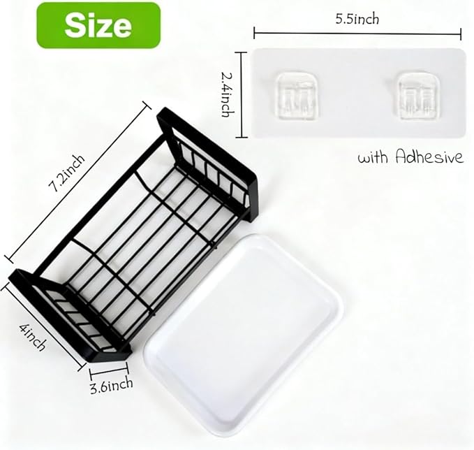 Dish Brush and Sponge Holder, Sink Caddy Organizer with Catch Water Tray, Stainless Steel Sinkware Organizer for Kitchen Countertop