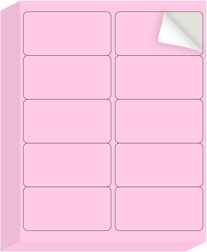 YEGAWEN Shipping Labels Stickers, 2"×4" Printable Mailing Label for Laser/Inkjet Printing- Matte Pink, Permanent Adhesive Labels Stickers