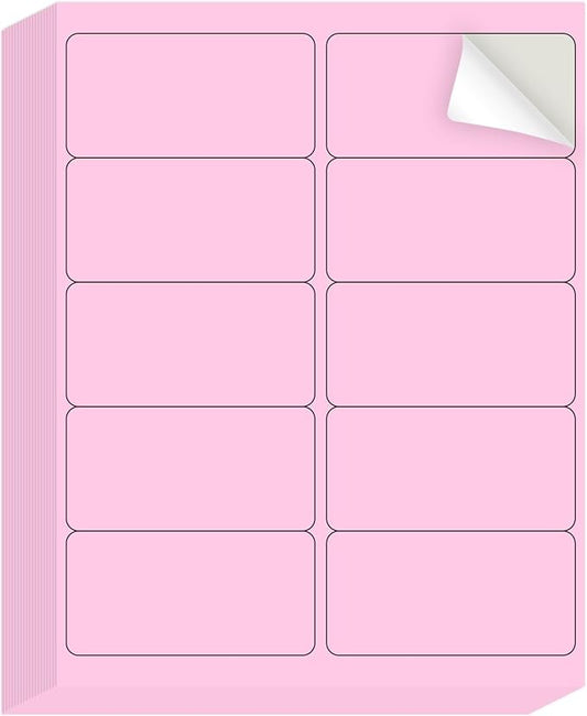 YEGAWEN Shipping Labels Stickers, 2"×4" Printable Mailing Label for Laser/Inkjet Printing- Matte Pink, Permanent Adhesive Labels Stickers