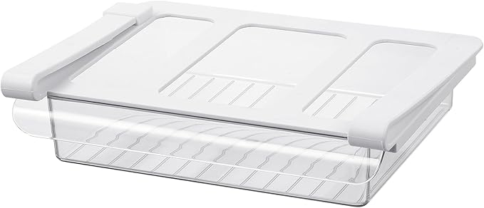 Bronkeeper Pull-Out Fridge Drawer Organizer - Under Shelf Storage Bins for Refrigerator Organization for Fruits Vegetables, Cheese & Deli (Flat & Narrow)