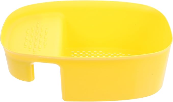 NUOBESTY Kitchen Sink Drain Colander Basket, Hanging Mesh Strainer for Fruit and Vegetable Washing, Yellow Saddle-shaped Storage Basket over Sink Drain, Kitchen Dry-wet Separation