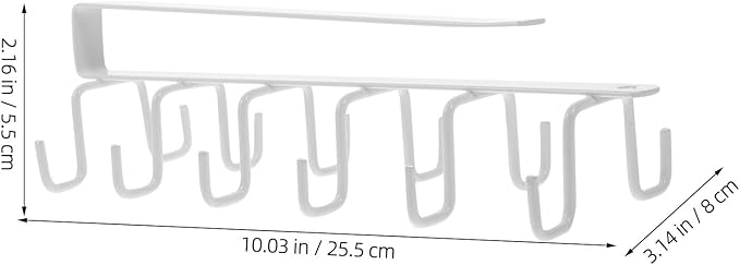 SAFIGLE Under Cabinet Mug Hooks Rack White Iron Kitchen Utensil Holder Rack Space-Saving Cup Drainer Organizer for Household Kitchen Storage