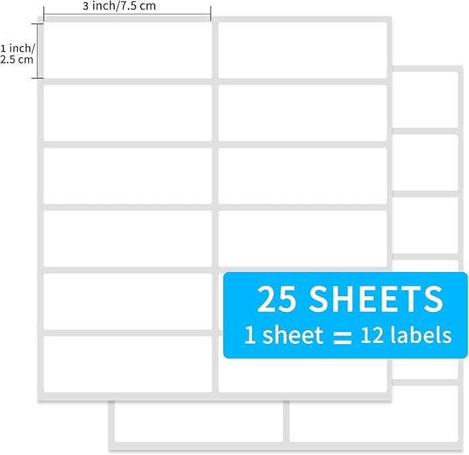 Yeachlaing Multi-Use Removable Labels, 1"x 3", 300 PCS Blank Labels Total,Water/Oil/Tear Resistant/Ink Won't Smudge No Residue