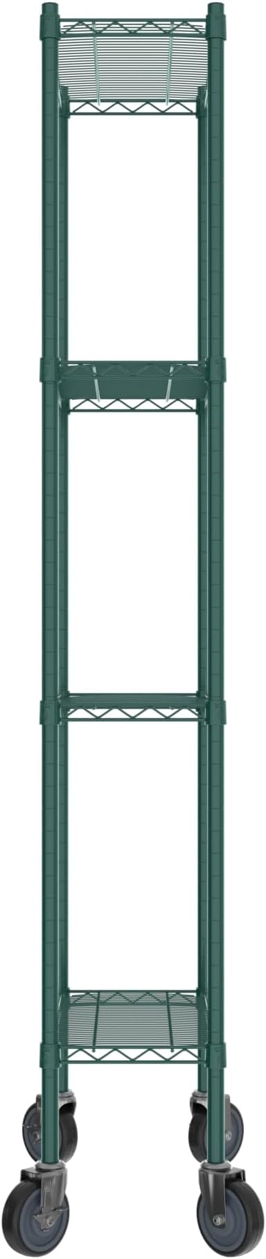 Commercial NSF Listed Green Epoxy Mobile Wire Shelving Kit 12" x 24" x 80", with 4 Shelves Perfect for Warehouse, Walk-in Refrigerator, Freezer, Grocery Store, Restaurant, Dishroom