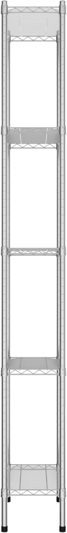 Commercial NSF Listed Chrome Stationary Wire Shelving Kit 12" x 24" x 96", with 5 Shelves Perfect for Warehouse, Walk-in Refrigerator, Freezer, Grocery Store, Restaurant, Dishroom