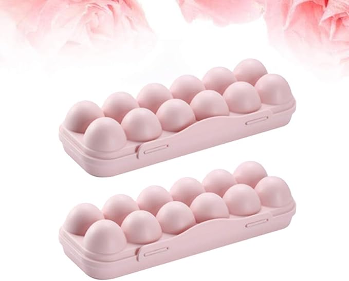 Cabilock 12 Egg Storage Box with Lid Clear Plastic Stackable Fridge Organizer Kitchen Egg Holder Space-Saving Refrigerator Tray for Household