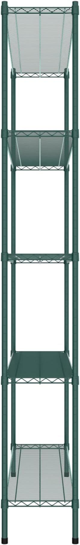 Commercial NSF Listed Green Epoxy Stationary Wire Shelving Kit 14" x 60" x 96", with 5 Shelves Perfect for Warehouse, Walk-in Refrigerator, Freezer, Grocery Store, Restaurant, Dishroom