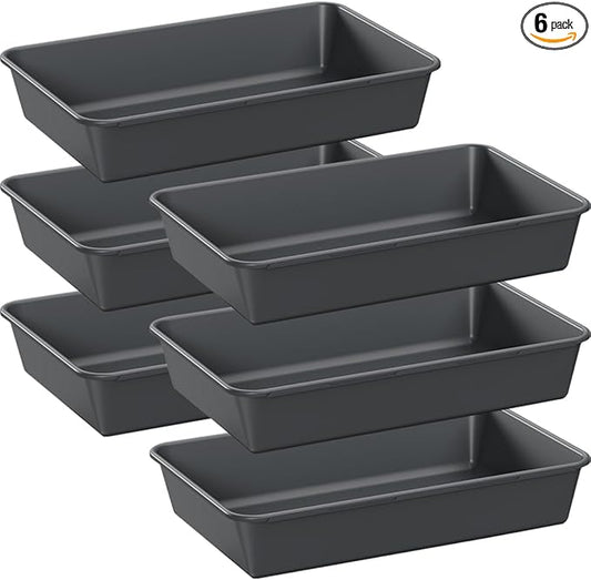 6 PCS Large Plastic Drawer Organizer, 9"×6" Desk Drawer Organizer and Storage Trays, Versatile Plastic Storage Bins for Makeup Vanity, Jewelries, Kitchen Utensils, Bathroom and Office