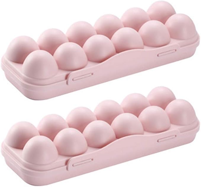 Cabilock 12 Egg Storage Box with Lid Clear Plastic Stackable Fridge Organizer Kitchen Egg Holder Space-Saving Refrigerator Tray for Household